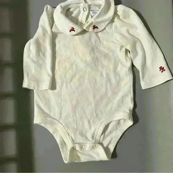 Vintage reindeer embroidered Ralph Lauren bodysuit holiday red size undershirt - Picture 1 of 3